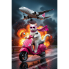 Stylistic Kitten on Scooter