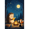 Hedgehog storyteller under the moon