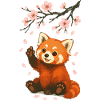 Roter Panda, Pandabär, Japanisch, Kirschblüten