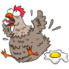 Funny Chicken with Egg Cartoon