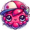 Himbeere Kawaii mit bunter Kappe