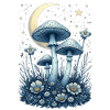 Mystical mushroom dream at night