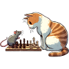 Playful Cats and Mouse Chess Illustration