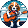 Dog lover Beagle with guitar