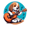 Chiot mignon avec guitare