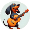 Chien joyeux avec teckel guitare