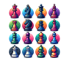 Farbige Schachfiguren in Neon-Optik