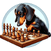 Dachshund playing chess