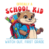 Funny schoolchild with backpack design