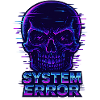 Neon Glitch Schädel mit Systemfehlertext