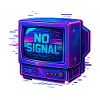 Retro Neon TV 'No Signal' Illustration