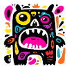 Buntes, ausdrucksstarkes Monster-Design