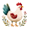 Poulet rustique illustré floral 