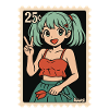 Anime Girl Postmark Illustration