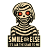 Skeletal smile with message
