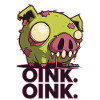 Diseño de dibujos animados de cerdo zombi espeluznante