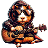 Guinea pig with guitar and sunglasses