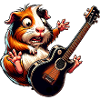 Guinea pig rocks with electric guitar
