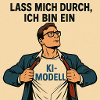 Humorvoller KI-Modell Heldenkleidung