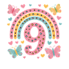 Rainbow Butterfly 9th Birthday Girl