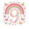Rainbow Butterfly 9th Birthday Girl