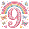 Rainbow Butterfly 9th Birthday Girl
