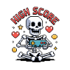 Halloween Skeleton Gamer Pixel Video Gaming