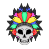 Coloured skull with feather crown