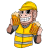 Construction worker monkey with beer