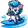 Cute Zebra Surfer Summer Surfboard Cartoon