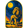 Majestic Lion Under Mystic Moon