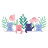Whimsical Cat Garden Illustration