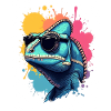 Cool chameleon with sunglasses