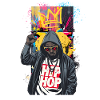 Urbaner Rapper mit bunten Graffitis