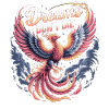 Mythical phoenix with motif