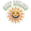 Smiling sun graphic with message