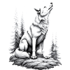 Wolf Drawing Sketch Illustration Black White