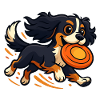 Cavalier King Charles cartoon with frisbee