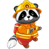 Cute raccoon are firefighter
