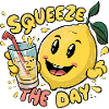 Squeeze The Day Lemon Cartoon