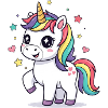 Verspieltes Einhorn mit Regenbogenmähne