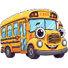 Cheerful school bus with big eyes