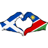 Scotland Namibia flag hands heart shape