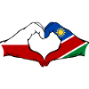 Poland Namibia flag hands heart shape