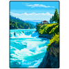 Rheinfälle, Schweiz Reiseplakat Stadtbild