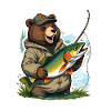 Frog bear with trout