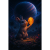 Space Bunny with Bitcoin Coin