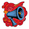 Graffiti speaker with vibrating explosions