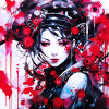 Red Splashed Futuristic Portrait
