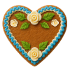 Savoury gingerbread heart with frosting